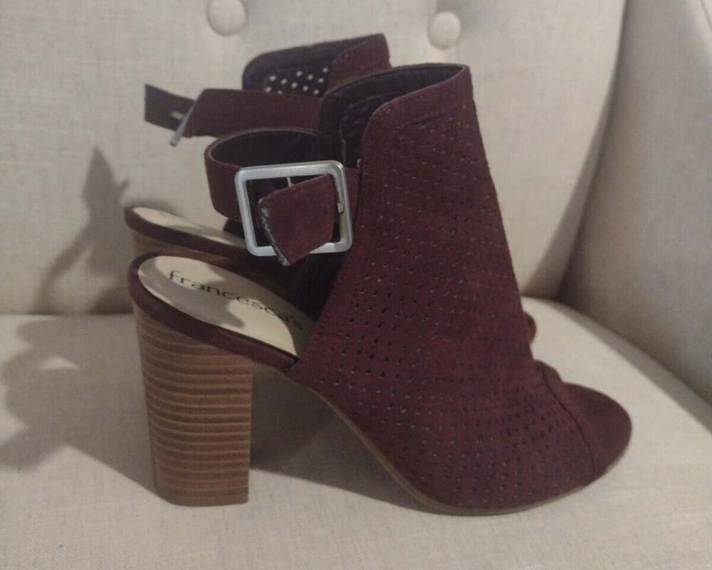 Francesca's Open Toe Heel Shoes Deep Red Wine Size 8 ( fits 7.5) Perfect